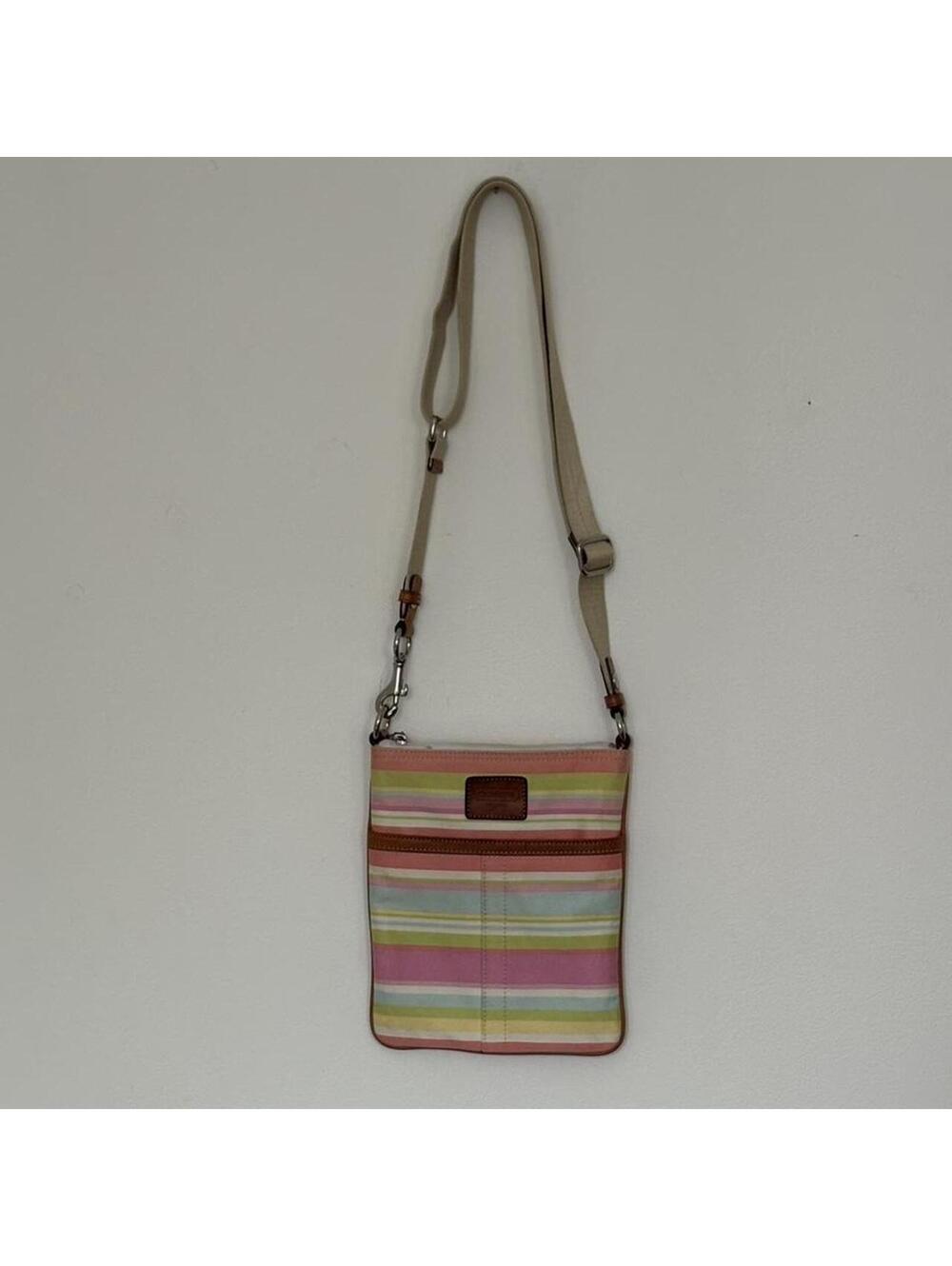 Vintage Mid-2000s Coach Hampton Pastel Stripe Crossbody - Picture 2 of 4